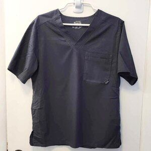 Cherokee Luxe Men's Scrub Top Small S/P Shirt V-Neck Grey Double Chest Pocket